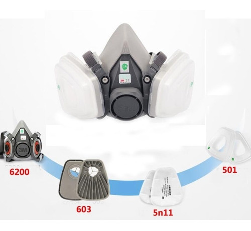 Respirador Máscara 3m Semi Facial 6200 Com Assento 603 - Completa