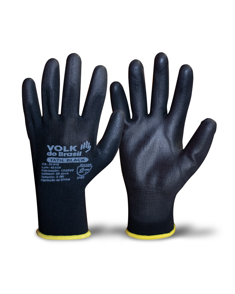 Luva Tátil Black Pu Volk 1 Par