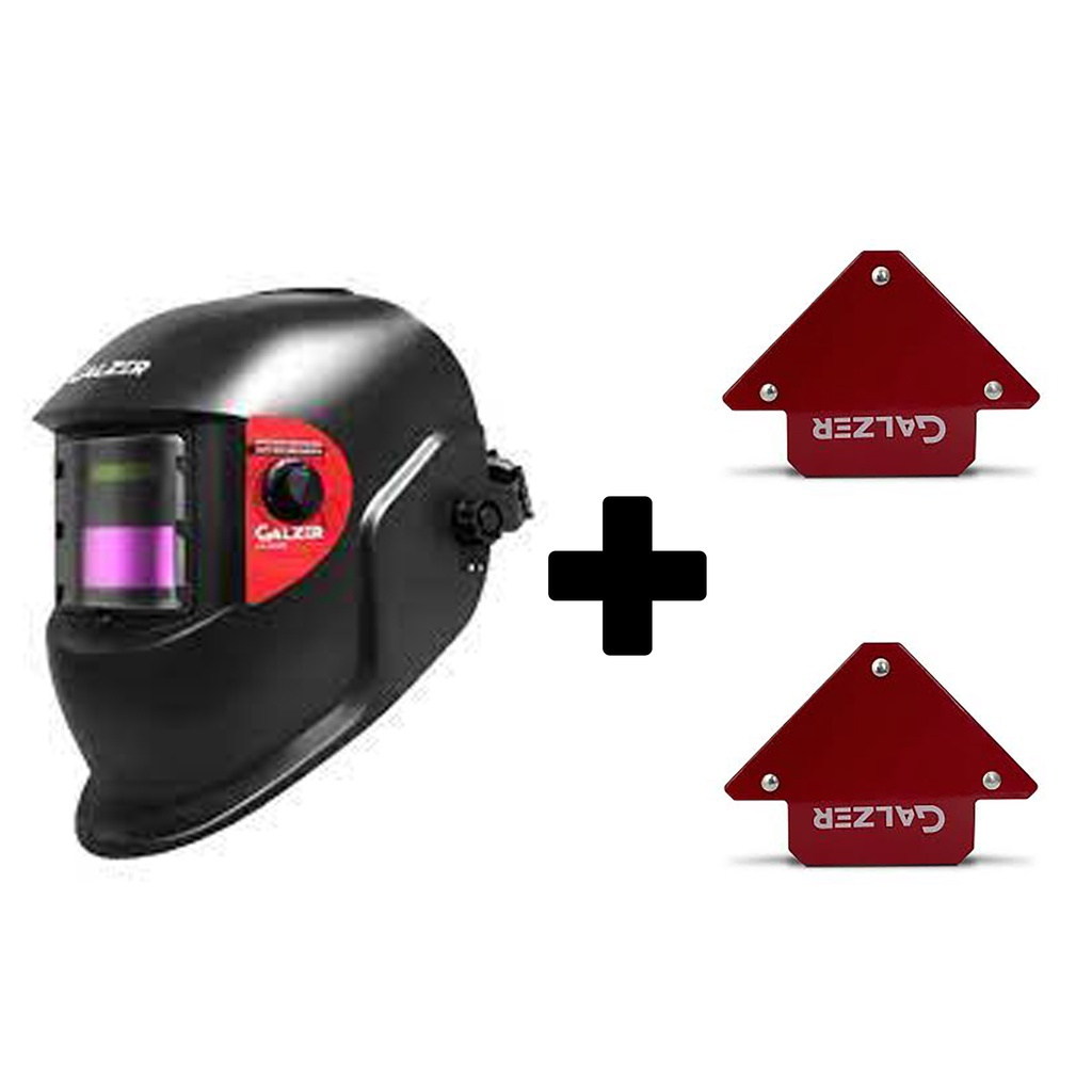 Máscara De Solda Automática C/ Regulagem Galzer + 2 Esquadro