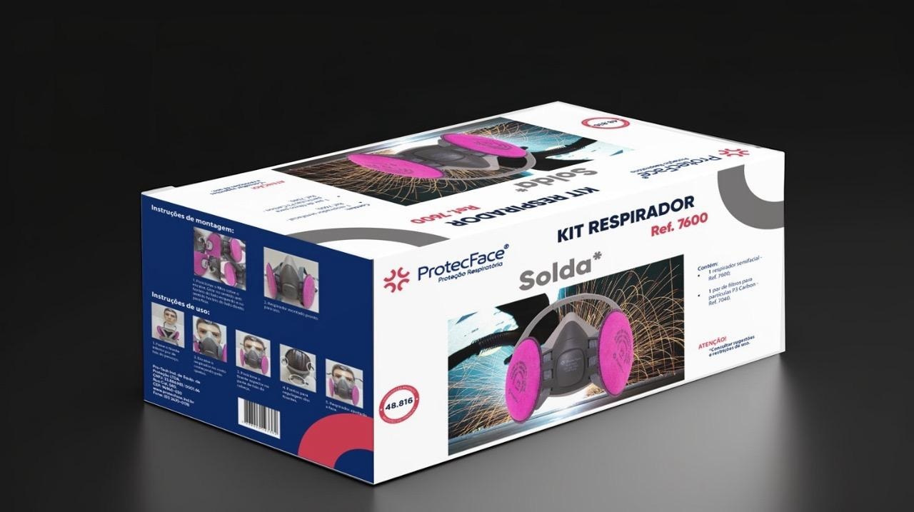 Kit Respirador / Máscara Protecface 7600 Com Filtros P2 7040